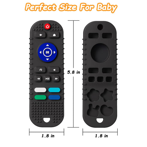 2 Pack Soft Silicone Teething Toys for Toddlers, Babies 6-12 Months - Boys Girls Baby Molar Teether Chew Toys Set, Remote Control Shape Teething T...