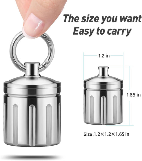 Waterproof Pill Organizer, Stainless Steel Pill Case, Keychain Pill Holder, Portable Pill Container Single Chamber Pill Box Outdoor Camping, Size:...
