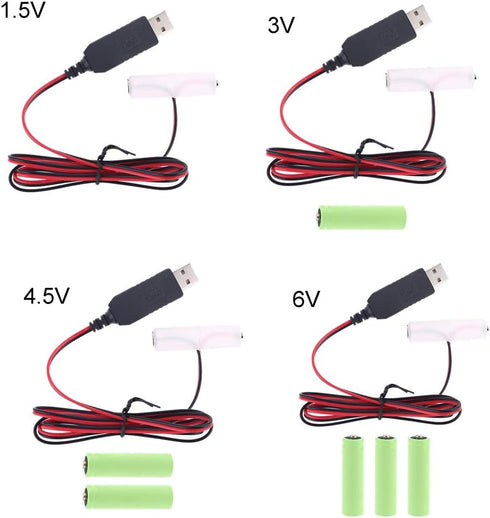 2M LR6 AA Battery Eliminator USB Power Supply Cable Replace 1-4pcs 1.5V AA Battery (6V)...