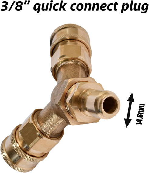 xiangxu Pressure Washer Tee 3/8 Inch Fitting Splitter Coupler Quick Connect Two Gun to One Power Washer 4.0 GPM Accessories...
