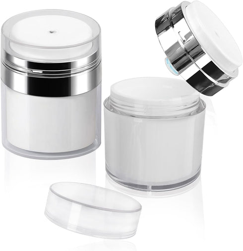 2Pack 30ml Airless Pump Jar - Airless Pump Bottles 1.0 Oz Moisturizer Pump Dispenser, Cream Jar Vacuum Bottle Drunk Elephant Container, Cosmetic P...