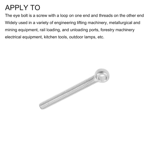 Shoulder Swing Lifting Bolt (M6x50mm) 10Pcs, 304 Stainless Steel Eye Bolts - for Home Renovation, Pipeline Gate Valves Fasteners, Silver...