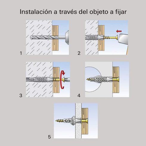 fischer Universal Plug UX 6x35 R (with Rim)100pcs Use in All Solid Hollow and Board Building Materials Holds in Concrete Masonry Gypsum Plasterboa...