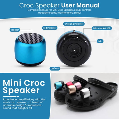 Croc Speaker, Mini Speaker for Croc, Halloween Mini Speaker, Bluetooth Croc Charm, Pink...