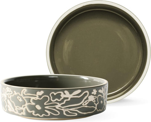 Fringe Studio Messy Flower Small Stoneware Pet Bowl, PetShop Collection (478103)...