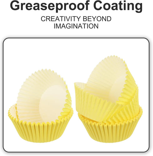 uxcell 100 Pcs Cupcake Liners, Muffins Paper Baking Cups Wrappers Standard Greaseproof for Baking Cupcake Wrapper, Yellow...