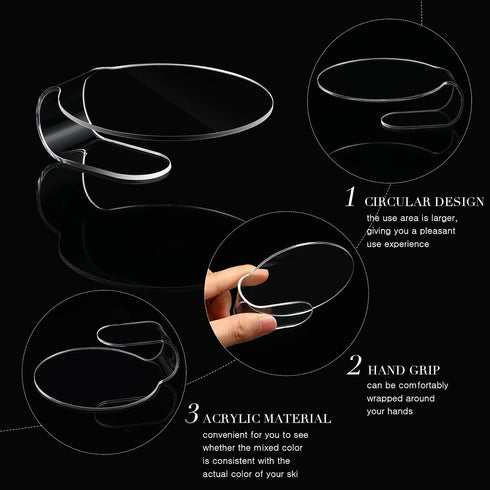 Makeup Mixing Palette 2 Pieces Handheld Makeup Mixing Tray Acrylic Foundation Mixing Tray Clear Foundation Palette Eyeshadow Makeup Hand Palette C...