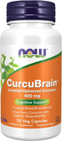 NOW Supplements, CurcuBrain™ 400 mg with Longvida® Optimized Curcumin, 50 Veg Capsules...