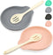 Silicone Spoon Rest for Stove Top, 2 Pcs Stove Spoon Holder, Coffee Spoon Rest for Spatula, Tongs or Spoon, Gray & Pink...