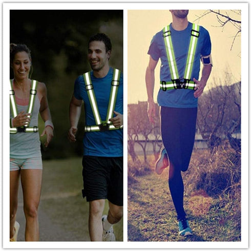Reflective Vest Running Gear - Safety Reflector Strap Bands - High Visibility Elastic Adjustable Motorcycle Walking Reflective Vest for Men and Wo...
