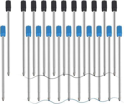 Ballpoint Pen Refills Pack of 20, Smooth Writing 2.75 Inch and 1.0 mm Medium Point Metal Refill, Replaceable Ink Pen Refill for Diamond Crystal St...