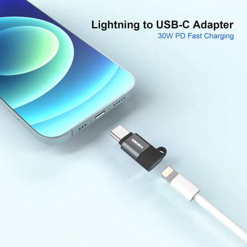 Lightning Female to USB-C Male Adapter Compatible with iPhone15/Plus/Pro/Pro Max and More Type C Devices | 30W PD Fast Charging | Not for Audio/OT...