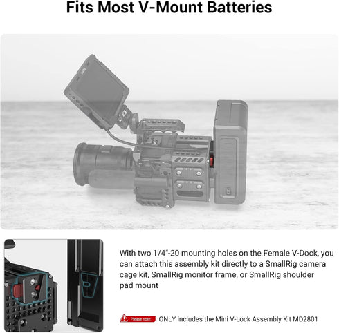 SmallRig Mini V-Lock Assembly Kit, V Mount Battery Plate, Quick Release Set with 1/4"-20 Threaded Holes?- MD2801B...