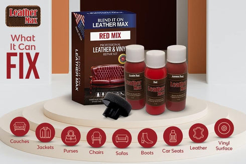 Leather Max Quick Blend Refinish and Repair Kit, Restore Couches, Recolor Furniture & Repair Car Seats, Jackets, Sofa, Boots / 3 Color Shades to B...