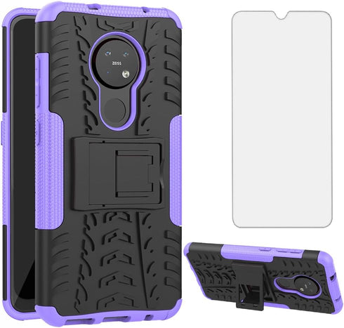 Asuwish Phone Case for Nokia 6.2/7.2 with Tempered Glass Screen Protector and Slim Stand Hybrid Heavy Duty Rugged Protective Cell Cover Nokia6.2 N...