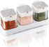 Mlici 8.6 oz Condiments Container Seasoning Jars, Kitchen Spicy Jars with Lids and Spoons, Tea Coffee Sugar Canisters Glass Spice Box, Set of 3, W...