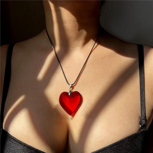 Chunky Puffy Heart Choker Necklace, Big Heart Pendant Adjustable Velvet Chain Heart Necklaces Y2K Trendy Jewelry Accessories for Women Teen Girls...