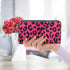 WIRESTER PU Leather Clutch Purse Card Holder Wallet, Zip Around Long Wallet for Women - Black Hot Pink Leopard...