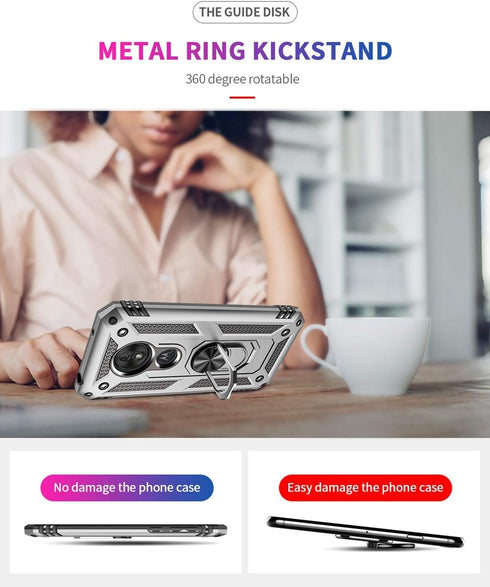Military Grade Drop Impact for Motorola Moto G7 Play Case 360 Metal Rotating Ring Kickstand Holder Magnetic Car Mount Armor Shockproof for Moto G7...