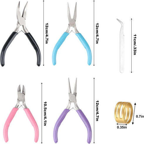 4 Pack Jewelry Making Pliers Tools Set, Jewelry Pliers with Needle Nose Pliers, Round Nose Pliers, Bent Nose Pliers, Wire Jewelry Pliers for Jewel...