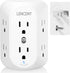 LENCENT 2 Prong Power Strip, 3 to 2 Prong Grounding Outlet Adapter, Polarized Plug, Surge Protector, 3-Sided 6 Outlets Widely Spaced Extender, Mou...