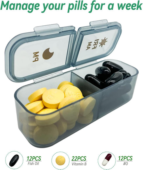 7-Day Pill case 2 Times a Day, Pill Organizer 2 Times a Day,Am Pm Daily Pill Case Travel Pill Organizer,Large Capacity Pill Organizer for Medicine...