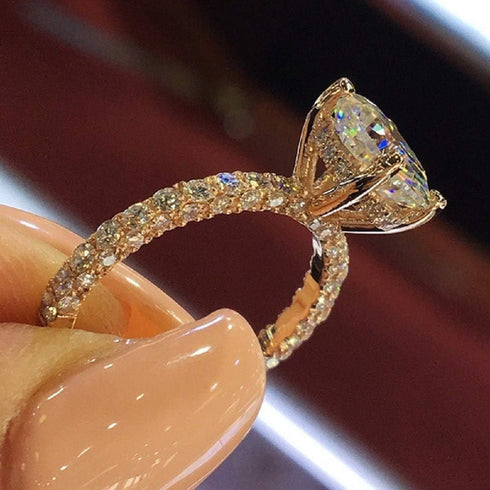 XIALV Rose Gold Plated Cubic Zirconia 2 Carats Oval Cut Ring Simulated Diamond CZ Wedding Engagement Ring for Women (US size 7)...