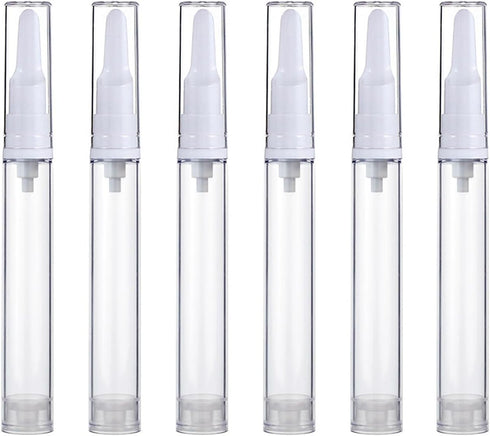 6 Pack Airless Pump Jars Travel Foundation Container, Travel Size Eye Cream Dispenser Empty Refillable Cosmetic Pump Bottles for Lotion Skincare S...