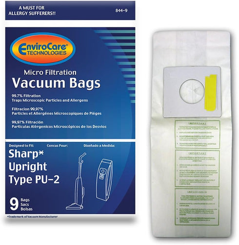 EnviroCare Replacement Micro Filtration Vacuum Cleaner Dust Bags made to fit Sharp PU-2 Uprights 9 Pack...