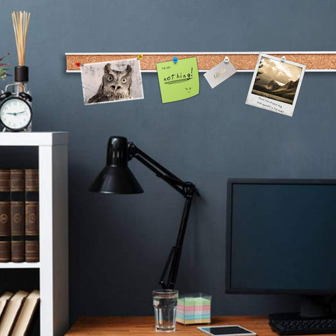 Bulletin Bar Strip, Cork Board Bar, 15" x 1", for Classroom, Office, Cubicle, Aluminum Frame (Silver),2 PACK...