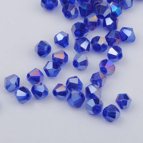 DIY 4mm 1000Pcs Bulk Faceted Bicone Crystal Glass Beads with Container Box Beads for Making Jewelry (deep Blue)...