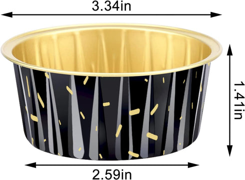EUSOAR Disposable Baking Cups, 25pcs 5oz Foil Dessert Cups Aluminum Baking Cupcake Liners, Meteor Shower Black Disposable Ramekins Creme Brulee Cu...