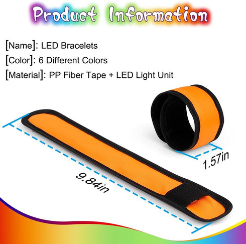 LED Light up Slap Wristband, Flashing Bracelets for Kids, Glow in The Dark Armband for Adults, Night Safety Toys for Walking Running Camping, Chri...