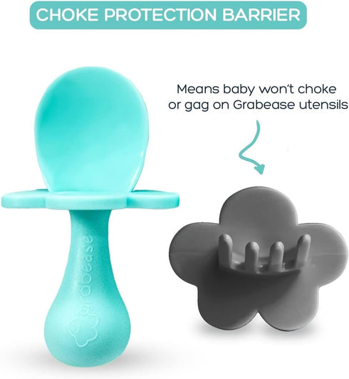 Grabease Baby Spoons Toddler Utensils Toddler Silverware Baby Utensils, BPA-Free & Phthalate-Free for Baby & Toddler, 2 Sets, Teal and Gray...