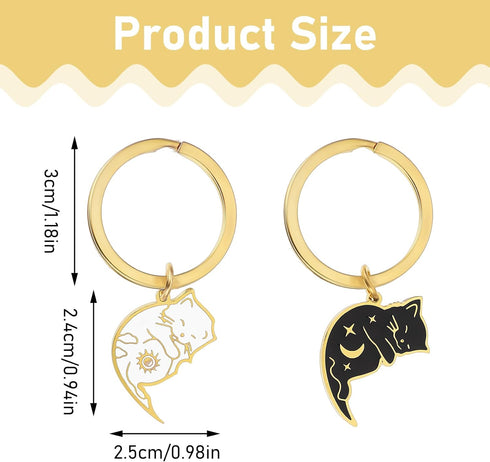 2PCS Cute Cat Keychain, Couples Matching Gifts BFF Frindship Gifts Keyring Boyfriend Girlfriend Anniversary...