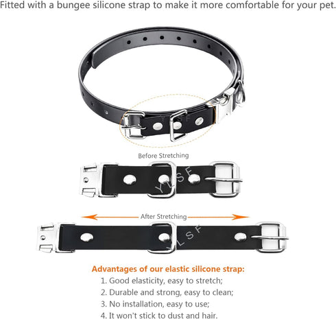 Quick Snap Bungee Dog Collar Strap with D Ring for Most of Electronic Training Shock Collar Receivers-Adjustable Durable Waterproof Odorless 3/4 I...