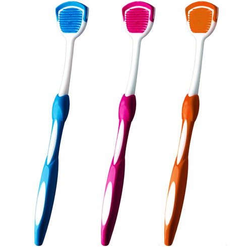 Tongue Brush, Tongue Scraper, Tongue Cleaner Helps Fight Bad Breath, 3 Tongue Scrapers, 3 Pack (Blue & Orange & Red)...