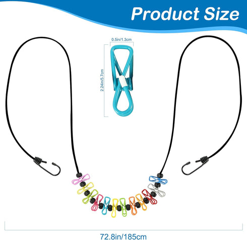 Retractable Portable Clothesline for Travel?Clothing line with 12 Clothes Clips, for Indoor Laundry Drying line,Outdoor Camping Accessories...