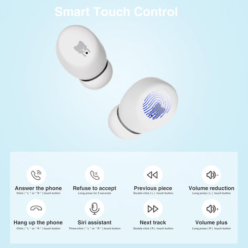 Kids Headphones for School Toddler Wireless Earbuds with Mic Bear Charging Case Waterproof Bluetooth Ear Buds for Boys Girls Teen 5+ Years, Compat...