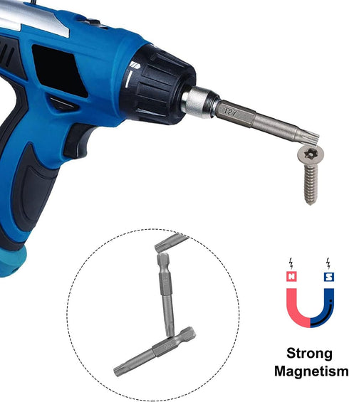 12PCS T5-T40 Torx Screwdriver Bit Set S2 Steel Magnetic Tamper Proof Star Security Torx Head Screwdriver Bits 1/4 Inch Hex Shank Screw Driver Dril...