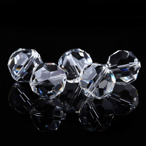 6mm 100Pcs Crystal Glass Beads, Round, Faceted, Clear...