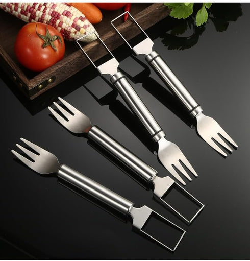 2 Pcs 2-In-1 Watermelon Fork Slicer Cutter, Watermelon Slicer Cutter, Dual Head Stainless Steel Fruit Forks Slicer Knife for Family Parties Campin...