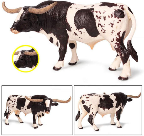Flormoon Animal Figures Realistic Texas Longhorn Bull Plastic Early Educational Toys Cupcake Topper Party Gift for Kids 3+ Year Old(Male)...