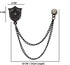 Knighthood Brooch Pin Black Shield with Crown Engraving and Black Hanging Crystal Chain Brooch Suit Stud Lapel Pin...