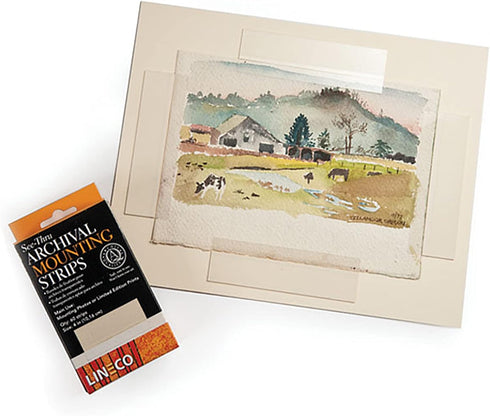 Lineco 4 Inches See-Through Archival Polyester Mounting Strips. Acid-Free, Framing Photos, Hinge-Less, Sturdy, Safe, Conservation, Easy, Artwork, ...