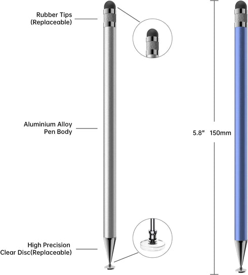 Stylus (5 Pcs), 2-in-1 Stylus Pen for Touch Screen, High Precision and Sensitivity, Suitable for iPhone/ipad/Android Tablets, Compatible with All ...