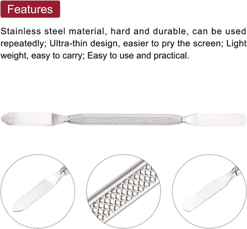 MECCANIXITY 3pcs Metal Spudger Mini Crowbar Flat Head Stainless Steel Pry Bar Opening Tools for Mobile Phone Disassembly Repair 4.5x0.25...