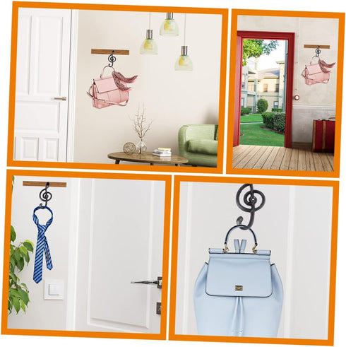 2pcs Coat Hook Music Decor Towel Hooks Wall Mount Guitar Hangers Towels Hanger Musical Note Hanger Hats Rack Wall Hooks Decorative Pant Hooks Purs...