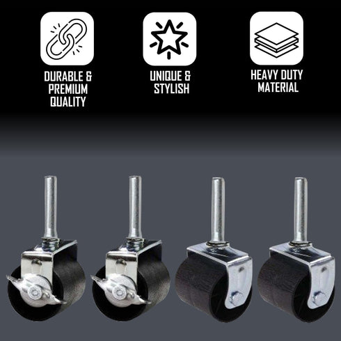 King's Brand Heavy Duty Caster Wheels for Bed Frame ~Set of 4~ (2 Locking & 2 None Locking)...