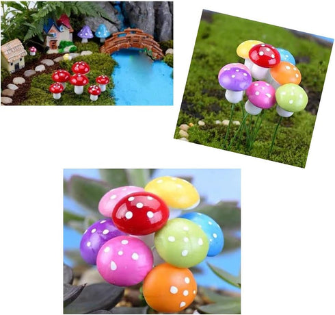 50Pcs Mini Mushroom Miniatures Artificial Garden Fairy Bonsai Plant Pot Resin Craft Decoration for Home DIY Micro Landscape Home Party Decoration ...